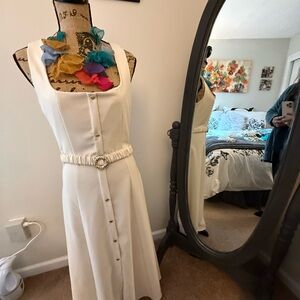 Zara Cream Button-Down Midi Dress